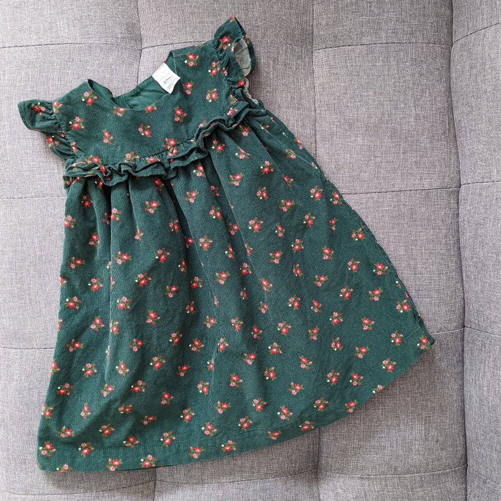 SOLD! Carter's 24 mo. Girl's Green Floral Corduroy Dress
